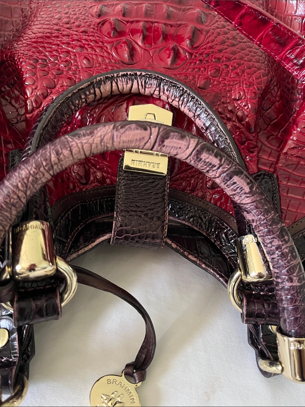 Brahmin red Elisa hobo style large handbag - Picture 5 of 8